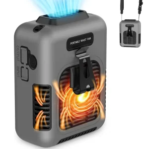 Portable 8000mAh Multi Speed Personal Body Fan Wearable with Waist Clip Small Rechargeable Electric Fans for Hotel Use