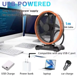 Portable AC DC Cooling Fan Rechargeable Table Fan with 4 LEDs 3 Speed Swing Function and 1 8 Hours Timer for Power Outage
