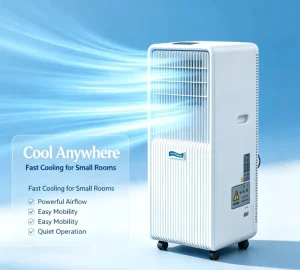 Portable Air Conditioner 14000 BTU Cooling Heating with Remote and Wheels