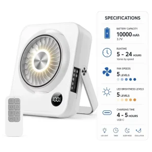 Portable Bladeless Desktop Silent Fan Intelligent Digital Four-Speed Remote Control USB Tower Fan