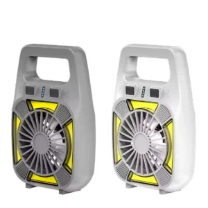 Portable Camping Fan Light 250LM COB LED Rechargeable Type C Solar 1800mAh 18650 Battery