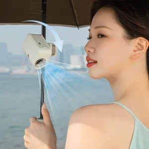 Portable Clip On Umbrella Fan Wearable Foldable 16000RPM Mini Cooling Waist Hanging Neck LED 100 Speed Settings USB Battery