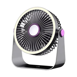 Portable Desktop Circulation Fan 2000mAh Rechargeable Battery 5-Speed Adjustable Wind Multi-Color Plastic Body for Home Office