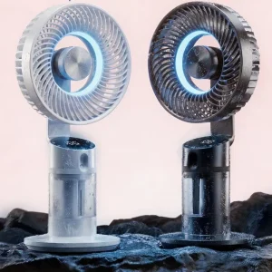 Portable Digital 9 Blade Ventilation Fan Button USB Battery Powered Outdoor Room RV Home Office Low Noise Mist Humidification