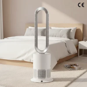 Portable Electric Bladeless Tower Fan PTC Ceramic HEPA Filter 11 Speed Settings Remote Control Pedestal Design Home Use Floor