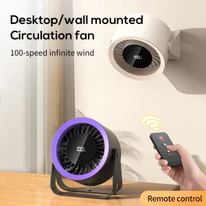 Portable Electric Desktop Wall Mounted Fan Rechargeable Remote Control LED Display 90 Adjustable Cooling Household Use Brushless