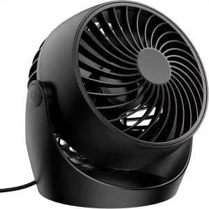 Portable Electric Table Fan 3-Speed Settings 360° Adjustable Tilt Remote Control 30dB Quiet Small Cooling Fan for Home