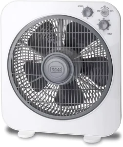 Portable Electric Travel 12″ Box Table Fan 40W 5 Blades 3 Speed Adjustable Oscillation Home & Hotel Desk Fan