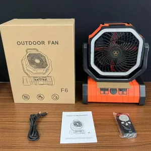 Portable F6 Camping Fan 20000mAh Rechargeable Tent with LED Light Button Control Power Bank Timer for Travel Hiking RV Household Car