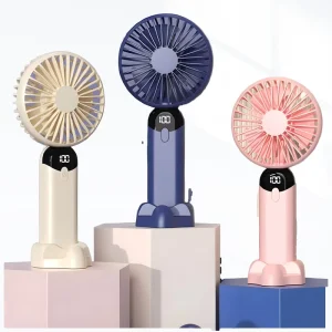 Portable Fan 5 Speed Levels Wearable Fans Rechargeable Mini Handheld Fan with Phone Holder