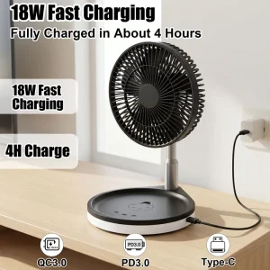 Portable Foldable Outdoor Camping Fan 16000mAh Rechargeable Bank Remote 4 Speed Oscillating LED Light for Hotel Car Household