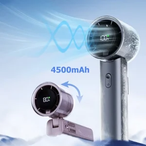 Portable Folding Cooling Led Display Handheld Turbo Fan Custom Logo Rechargeable Personal Mini Fan for Outdoor