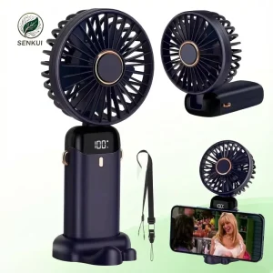 Portable Handheld Colorful Mini Fan Foldable High Speed Standing USB Smart Pocket Small Fan with Power Display
