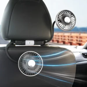 Portable Handheld Foldable Dual Head USB Car Fan Rechargeable Battery Small Summer Cooler for Rear Seat Outdoor