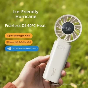 Portable Handheld Folding Mini Fan Brushless Motor USB Rechargeable Strong Airflow Quiet Operation Compact Design Neck hanging