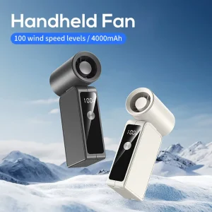 Portable Handheld High Speed Fan 4000mAh Battery Hands Free Compact Lightweight Personal Air Cooler USB Rechargeable Home Office