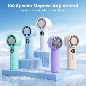 Portable Handheld High Speed Mini Air Cooling Fan with Light 5 Speed Battery Powered for Car and Outdoor Use