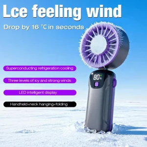 Portable Handheld Mini Fan USB Rechargeable 2000mAh Wearable RV & Outdoor Use Custom Logo Option Low Noise Bladeless