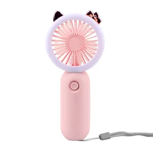 Portable Handheld Rechargeable USB Mini Fan Night Light Cute Cartoon Design for Desktop Outdoor Use