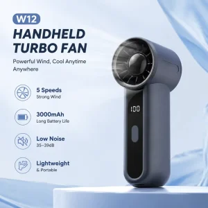 Portable Handheld Turbo Fan 3000mAh Rechargeable Mini Fan 5 Speed Powerful Wind Quiet Brushless Motor Personal Cooling Fan