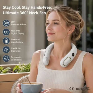 Portable Hands Free Wearable Fan for Outdoor Sports Digital Display Cooling Neck Fan