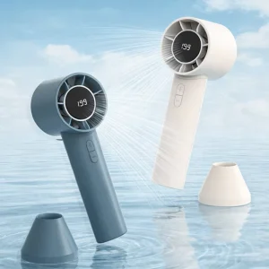 Portable High Speed Turbo Fan LED Display USB Rechargeable Small Gift Fan Personal Mini Handheld Fan for Car Outdoor & Hotel Use