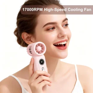 Portable Ice Cooling Handheld Fan High Speed Multi Speed High Airflow Rechargeable Mini Low Noise LED Display for Office