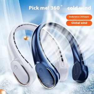 Portable Lightweight USB Rechargeable Plastic Neck Hanging Fan Brushless Motor Wearable Bladeless Design for Daily Use Travel