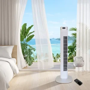 Portable Mechanical Electric Bladeless Tower Fan Oscillating Air Cooler with Adjustable Speed Quiet Household Office Hotel