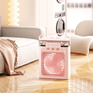 Portable Mini Air Cooler Humidifier Three Speed Setting USB Battery Powered Rechargeable Battery Household English Desktop Table