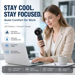 Portable Mini Cooling Fan Rechargeable Handheld Fan with Type C Fast Charging and Long Working Time