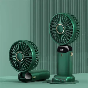 Portable Mini Electric Fan LCD Display USB Wireless Rechargeable Foldable Pocket Handheld Fan for Car and Outdoor Use