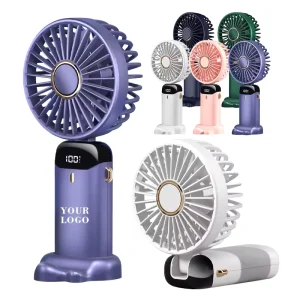 Portable Mini Electric Fan LCD Display USB Wireless Rechargeable Foldable Pocket Handheld Fans for Car & Outdoor Use