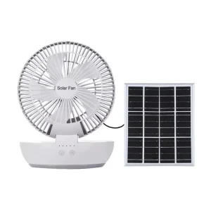 Portable Mini Electric Rechargeable Car Solar Panel Cooling Fan with LED Lights for Home Table Use
