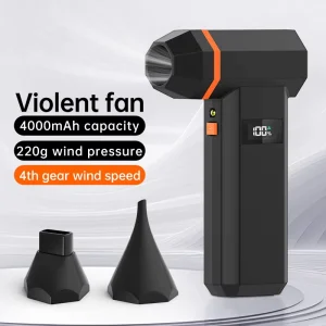 Portable Mini Electric Violent Fan Handheld Air Duster Adjustable 4 Gears Jet Turbo Fan for Car PC Camera Lens Cleaner