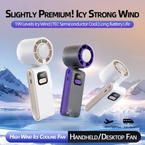 Portable Mini Fan Electric 1800mAh USB Rechargeable LED Display Adjustable Cooling Fan