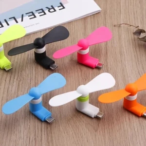 Portable Mini Phone Fan for Car Use with Three Speed Brushless Motor Type C & Apple Interface USB
