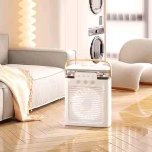 Portable Mini Ventilator Three-Speed Setting Personal Air Cooler Humidifier USB/Battery Powered Desktop Table Fan