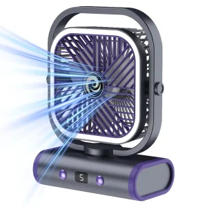 Portable Multifunctional Circulating Fan with Light Customizable Battery Capacity Automatic Swivel Rechargeable Fan