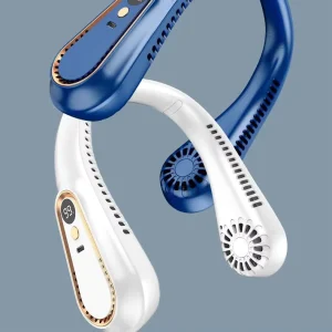 Portable Neck Fan 360° Cooling Airflow LED Digital Display 5 Speed Settings Rechargeable