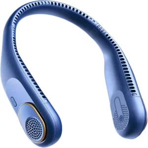 Portable Neck Fan 5200mAh Bladeless Rechargeable 4 Speeds 20H Runtime Quiet 360 Air Flow