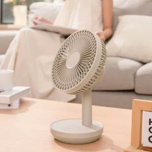 Portable OEM Mechanical Plastic Stand Fan with USB Manual Rechargeable Battery Foldable for Car Desk Use