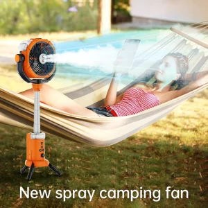 Portable Outdoor Cooling Fan 5V 16000mAh Water Spray Misting Fan Rechargeable Factory for Africa Safari