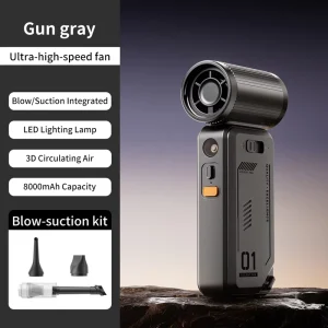Portable Outdoor Fan Blower & Suction 2 in 1 Strong Wind Illumination Function Comes with Charging Cable Multi purpose Use