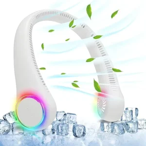 Portable Outdoor Neck Fan 360 Cooling 4000mAh USB Rechargeable 3 Speed Lightweight Wearable Fan for Travel Birthday Gifts Men