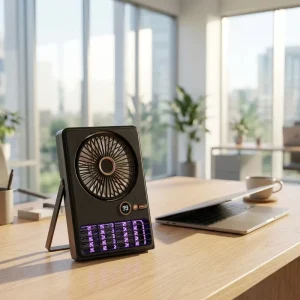 Portable Plastic Desktop Household Fan with Digital Control Rechargeable DC Motor Low Noise 3 Speed Air Circulation