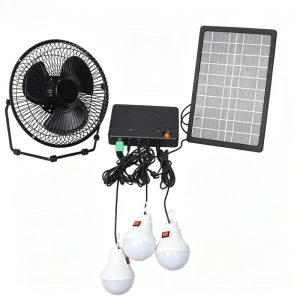 Portable Power Station with LED Light Metal Fan Jump Starter & Flashlight 300W Solar Panel Lithium Ion 5 in 1 Energy Solar