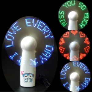Portable Programmable Led Message Hand Held Led Fan with Slogan Word Display Custom Text Party Favors Handheld Flashing Fan