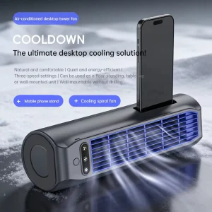 Portable Quiet Tower Fan 3000mah Rechargeable Vertical Cooling Fan Wall Mount no Drilling Desktop Floor Air Cooler for Home Use