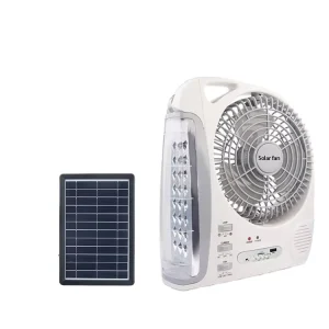 Portable Rechargeable 18W Solar USB Fan with Light Solar Panel 5800mAh Battery 24-Hour Working Time for Greenhouse Use